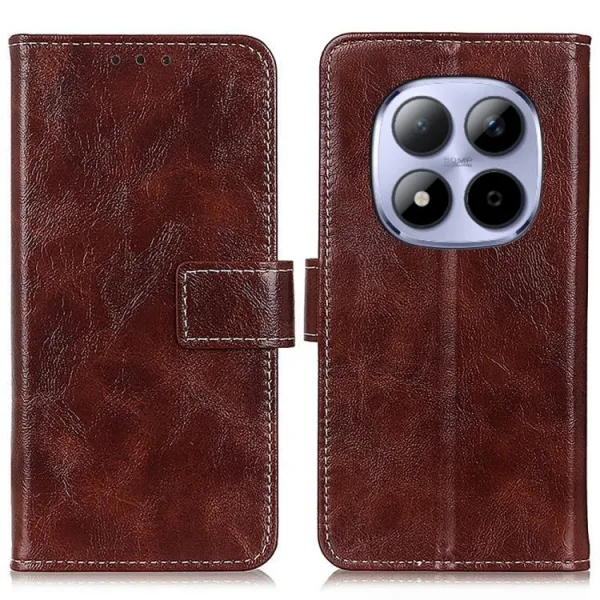 RETRO Peňaženkový obal Xiaomi Redmi Note 15 Pro hnedý
