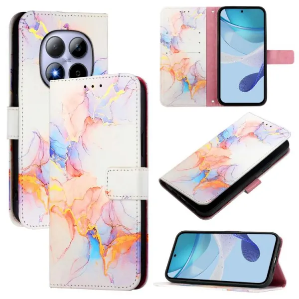 ART MARBLE Peňaženkový kryt pre Xiaomi Redmi Note 15 Pro 5G WHITE ORANGE