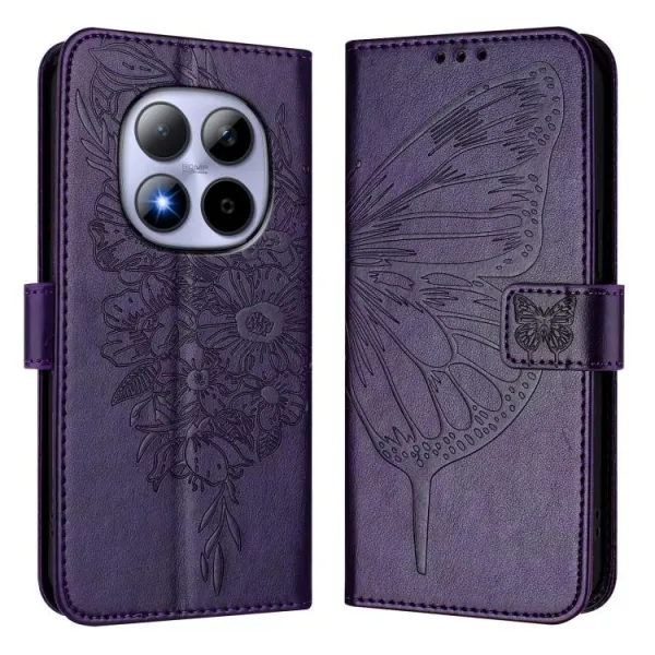 ART BUTTERFLY Peňaženkový obal pre Xiaomi Redmi Note 15 Pro 5G tmavofialový