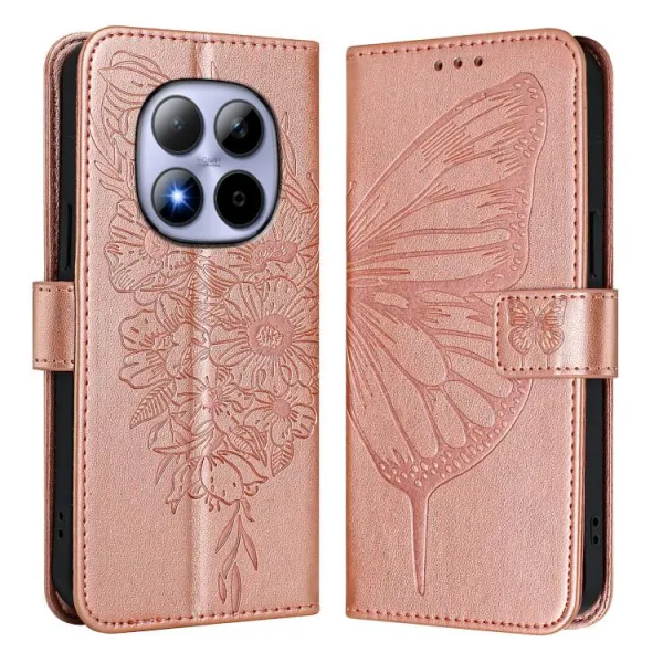 ART BUTTERFLY Peňaženkový obal pre Xiaomi Redmi Note 15 Pro 5G ružový