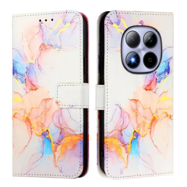 ART MARBLE Peňaženkový kryt pre Xiaomi Redmi Note 15 Pro 5G WHITE ORANGE