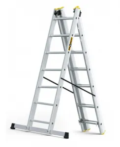 Viacúčelovýhliníkovýrebrík,3x7priečokanosnosť150kg