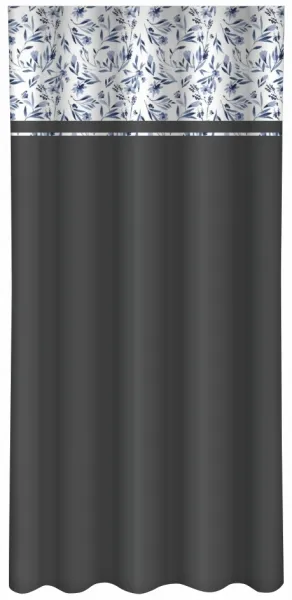 TmavosivýdekoračnýzávesspotlačoumodrýchpoľnýchkvetovŠírka:160cm|Dĺžka:250cm