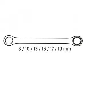 Račňovýočkovýkľúč,dlhý,sada6,8-19mm,mäkképuzdro09-370NEO