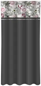 JednoduchýtmavosivýzávesspotlačouružovýchpivóniíŠírka:160cm|Dĺžka:250cm