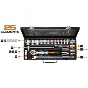 Nástrčnékľúče1/2,sada25ks,CrV10-036NEO