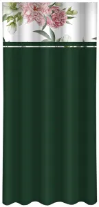 ElegantnýtmavozelenýzávesspotlačouružovýchpivóniíŠírka:160cm|Dĺžka:250cm