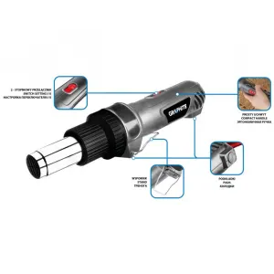 Teplovzdušnápištoľsvýkonom2000W,rovnárukoväť59G523GRAPHITE