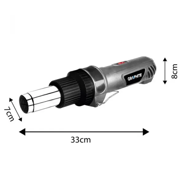 Teplovzdušnápištoľsvýkonom2000W,rovnárukoväť59G523GRAPHITE
