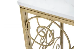Mauro Ferretti Konzolový stolek Spiral 140 cm zlatý/bílý mramor