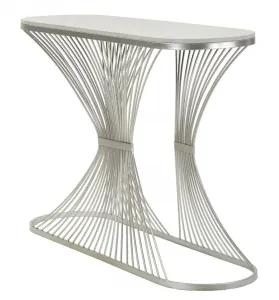 Mauro Ferretti Konzolový stolek Stripe 120 cm stříbrný/mramor