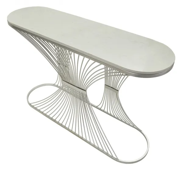 Mauro Ferretti Konzolový stolek Stripe 120 cm stříbrný/mramor