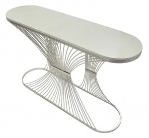 Mauro Ferretti Konzolový stolek Stripe 120 cm stříbrný/mramor