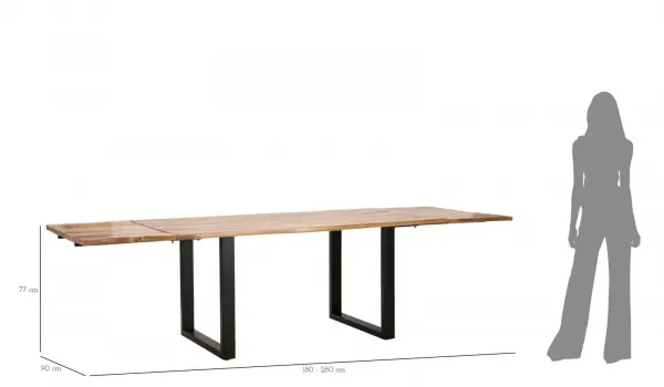 Mauro Ferretti Jedálenský rozkladací stôl Edge 180/280 cm z masívu hnedý/čierny