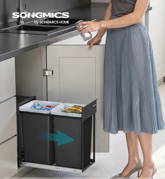 SONGMICS Kôš na triedený odpad Abes 30 l čierny