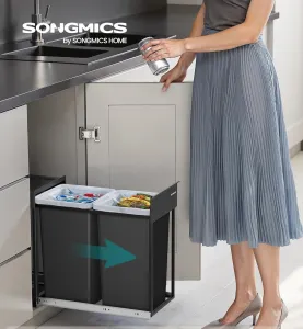 SONGMICS Kôš na triedený odpad Abes 30 l čierny