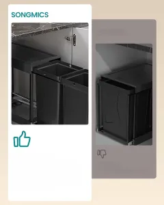 SONGMICS Kôš na triedený odpad Abes 30 l čierny