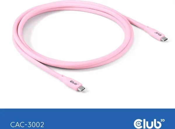 Club 3D Club3D Kabel USB-C 4.0, 20Gbps, 4K60Hz, PD 240W, 2m, růžová