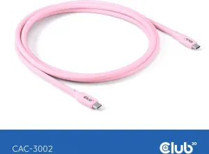 Club 3D Club3D Kabel USB-C 4.0, 20Gbps, 4K60Hz, PD 240W, 2m, růžová