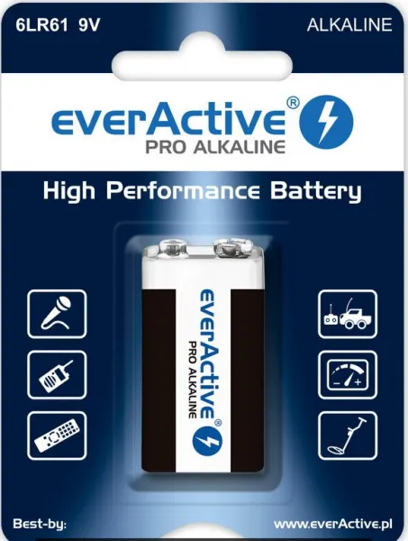 Alkalická batéria everActive Pro 6LR61/6LF22 9V
