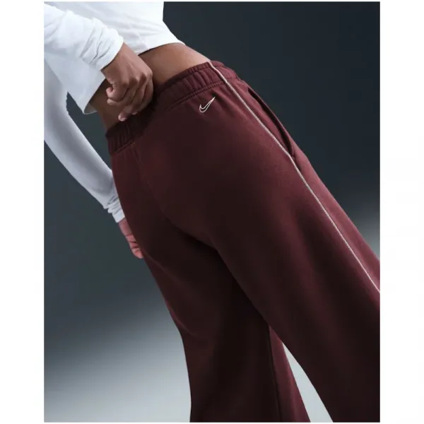 Dámske tepláky NIKE W NSW PHNX FLC LOGO WIDE LEG BURGUNDY CRUSH