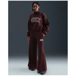 Dámske tepláky NIKE W NSW PHNX FLC LOGO WIDE LEG BURGUNDY CRUSH