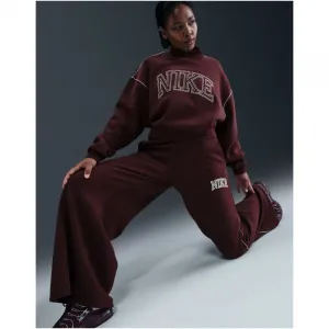Dámske tepláky NIKE W NSW PHNX FLC LOGO WIDE LEG BURGUNDY CRUSH
