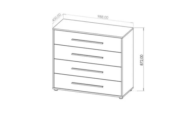 ArtGiB Komoda MAXIONE K4SZ | MX-03 biela