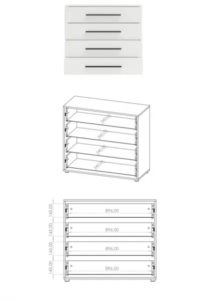 ArtGiB Komoda MAXIONE K4SZ | MX-03 biela