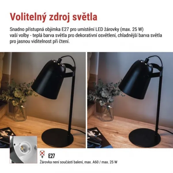 EMOS Stolní lampa Nina černá