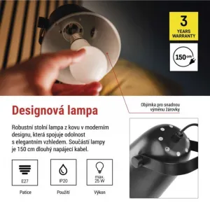 EMOS Stolní lampa Nina černá