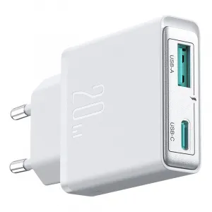 Joyroom JR-TCF14 Super tenká nabíjačka USB-A + USB-C, 20 W, biela