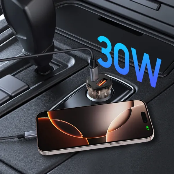 Tech-Protect CC01 autonabíjačka USB / USB-C 30W PD QC, čierna