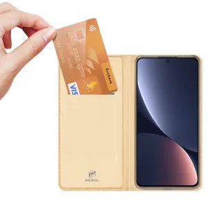 Dux Ducis Skin Pro knižkové kožené puzdro na Xiaomi 13, zlaté