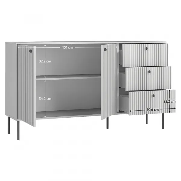 Komoda ARIS 2D3S, sivá