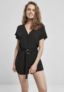 Women's jumpsuit with a short viscose belt in black