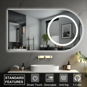 LED kúpeľňové zrkadlo 80×60 s odmlžovaním