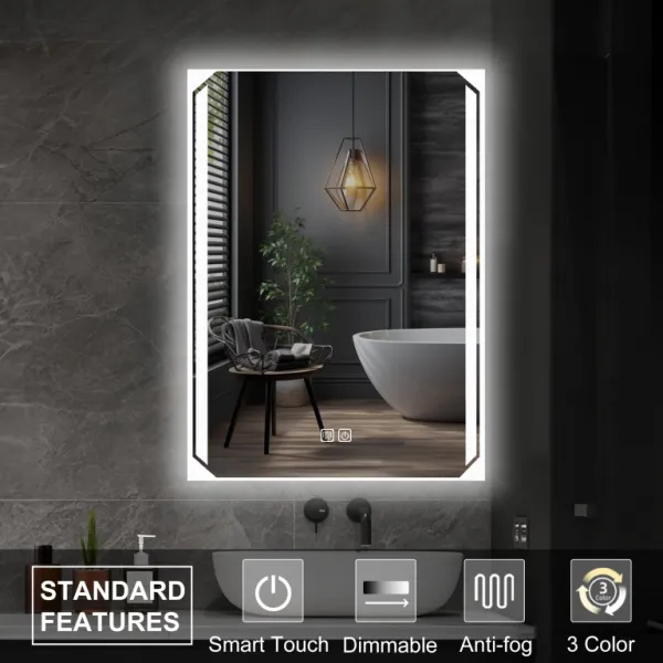 LED kúpeľňové zrkadlo 60 x 80 cm s odmlžovaním