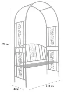 JAKS Záhradná pergola s lavicou 122 x 58 x 203 cm