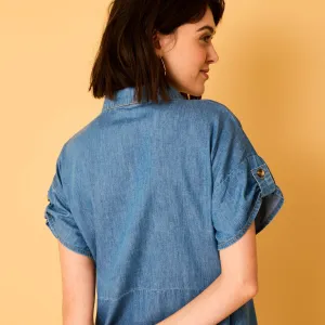 Košeľové midi šaty z tenkého denimu