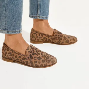 Kožené mokasíny s leoparďou potlačou