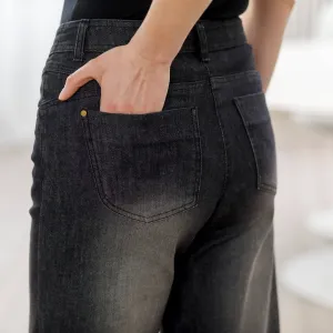 Široké nohavice z denimu s 5 vreckami