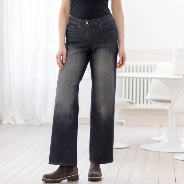 Široké nohavice z denimu s 5 vreckami