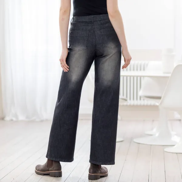 Široké nohavice z denimu s 5 vreckami