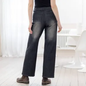Široké nohavice z denimu s 5 vreckami