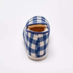 Kockované papuče s vlnenou podšívkou