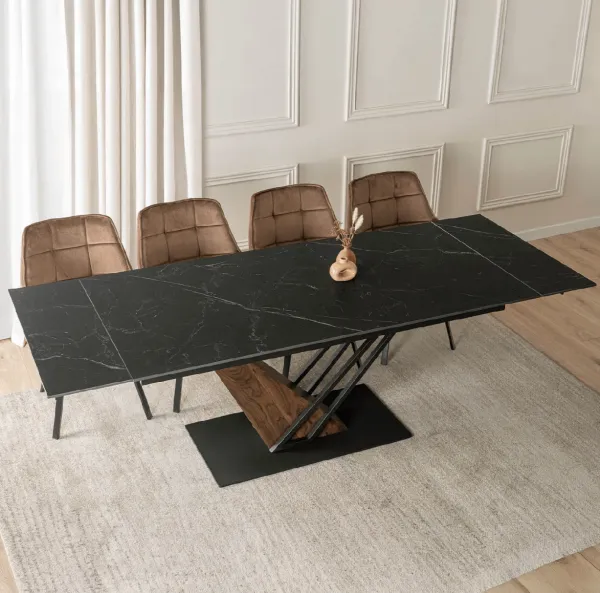 JAKS Rozkladací stôl Rex 180 - 240 cm orech čierny mramor