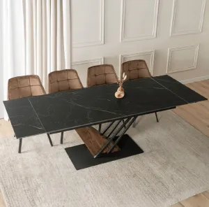 JAKS Rozkladací stôl Rex 180 - 240 cm orech čierny mramor