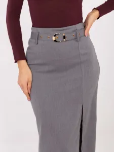 Factory Sivá midi sukňa s rázporkom – elegantná a nadčasová Farba: Sivá, Veľkosť: S