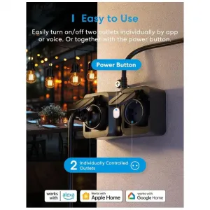 Meross Smart Wi-Fi Vonkajšia Zásuvka, MOP320HK (EU verzia) MEROSS-MOP320HK-EU-1745